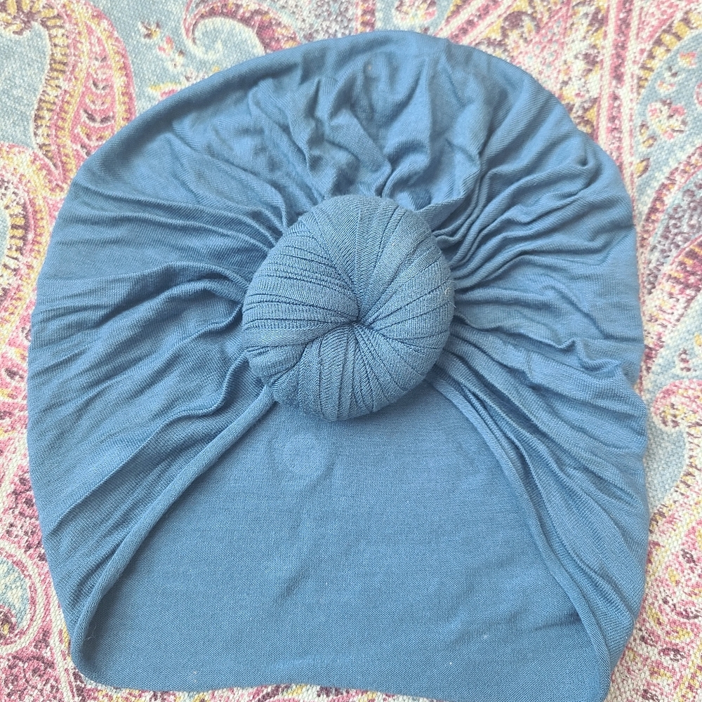 Top Knot Baby Head Wrap Turban - M - Turkish Blue